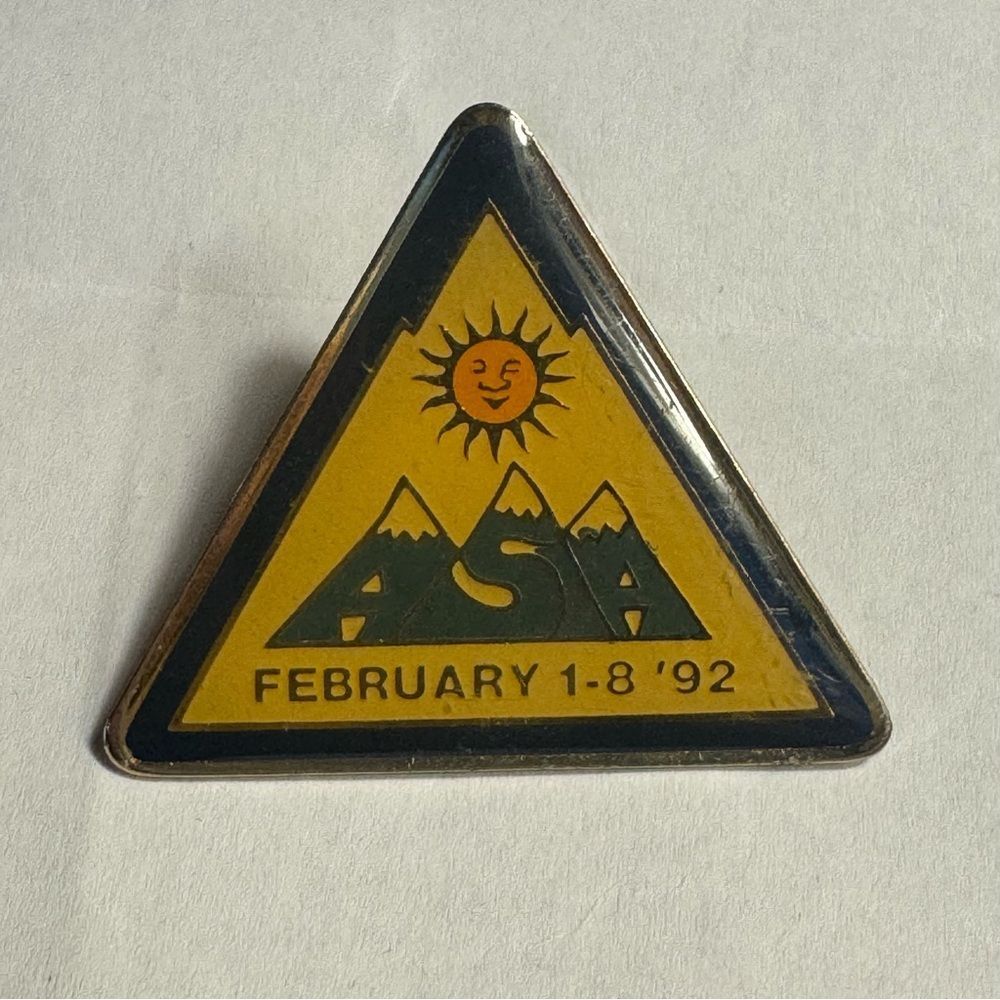 Vintage American ski association ASA February 1992 Triangle enamel pin